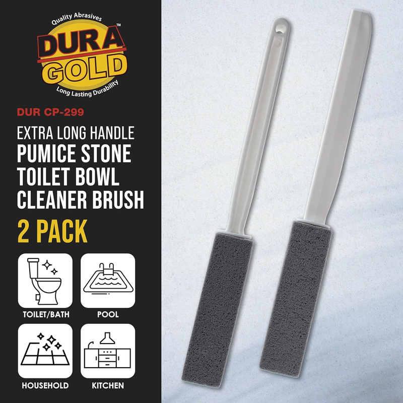 Extra Long Handle Pumice Stone Toilet Bowl Cleaner Brush, 2 Pack - Cleaning, Sco