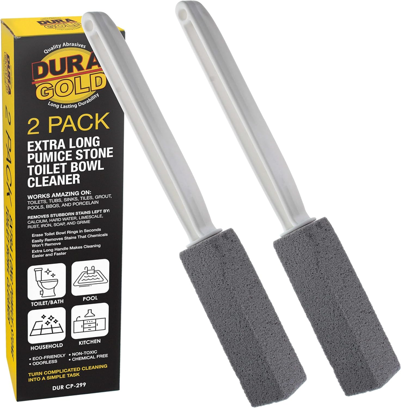 Extra Long Handle Pumice Stone Toilet Bowl Cleaner Brush, 2 Pack - Cleaning, Sco