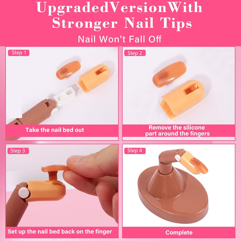 Nail Practice Finger for Acrylic Nails, 3PCS Adjustable Fake Mannequin Fingers w