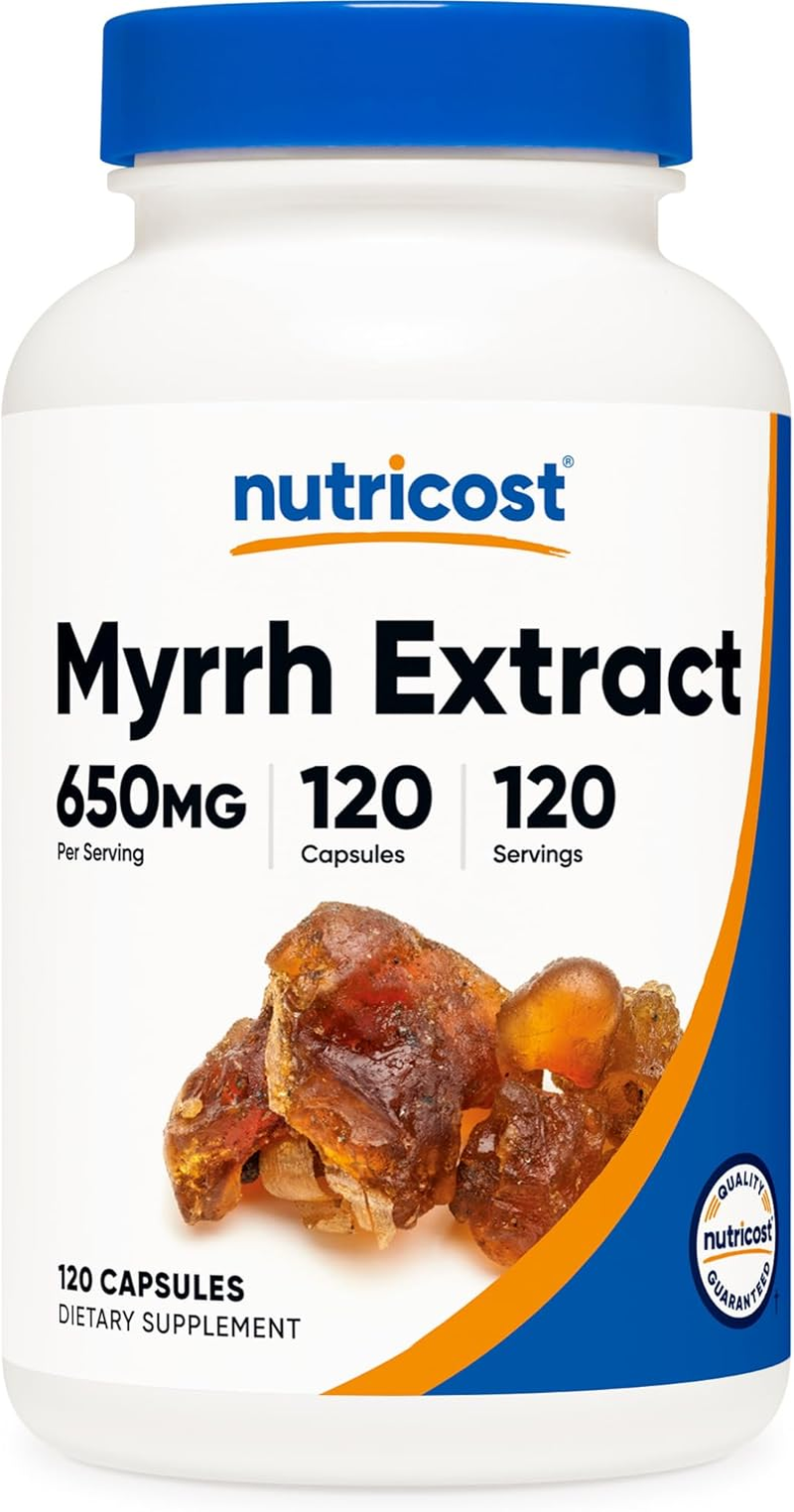 Myrrh Extract Capsules 650 MG, 120 Capsules - Gluten Free, Vegetarian, Non-Gmo