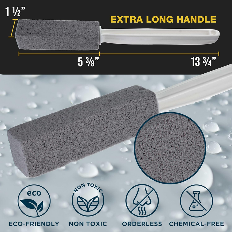 Extra Long Handle Pumice Stone Toilet Bowl Cleaner Brush, 2 Pack - Cleaning, Sco